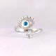 92.5 Sterling Silver Light Blue Evil Eye Lash Ring